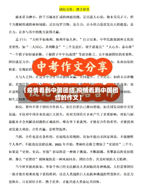 【疫情看到中国团结,疫情看到中国团结的作文】