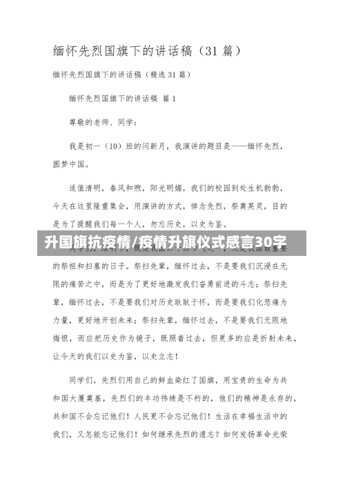 升国旗抗疫情/疫情升旗仪式感言30字-第2张图片