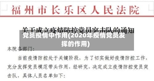 党员疫情中作用(2020年疫情党员发挥的作用)-第2张图片